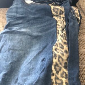 Judy Blue Jeans with animal print stripes.